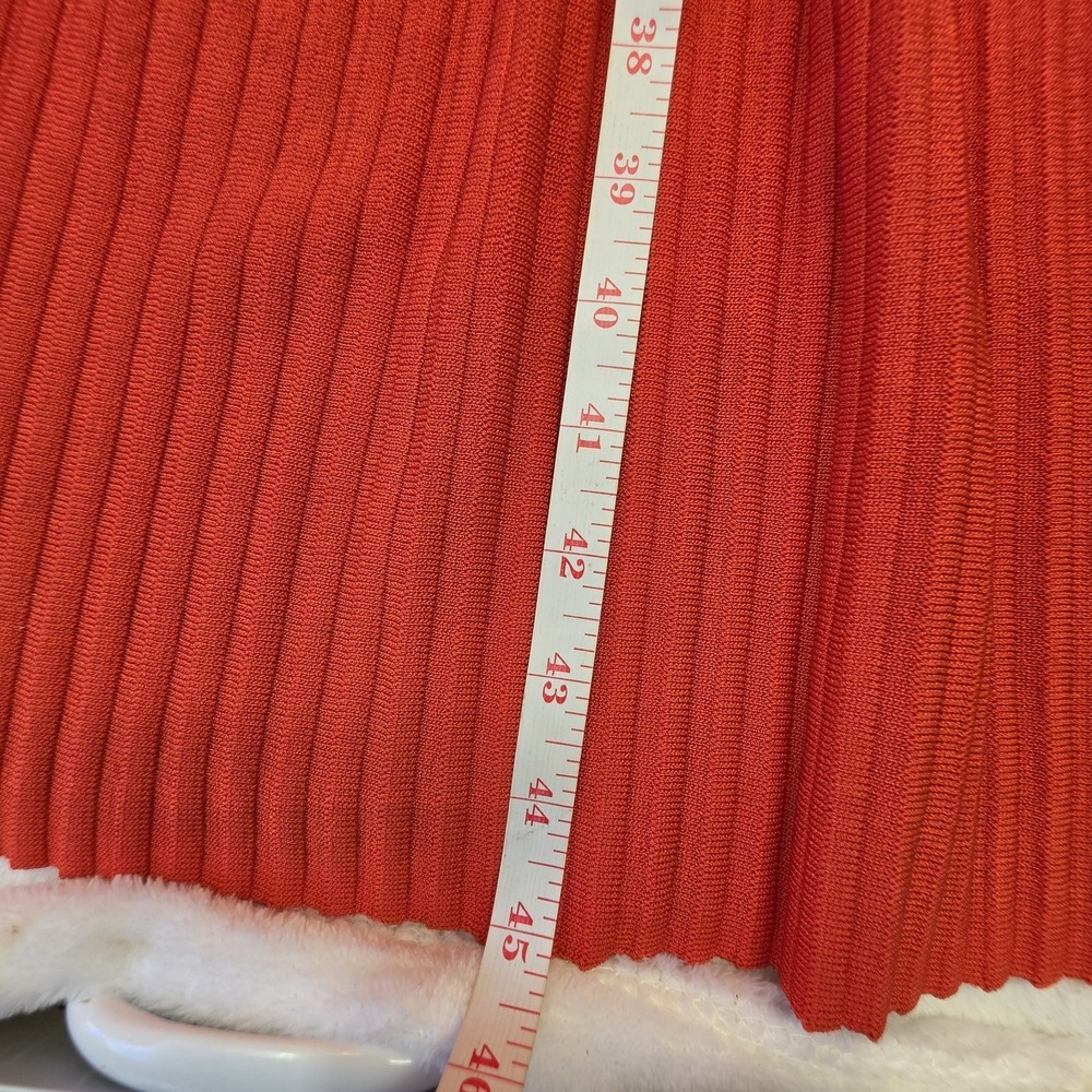 Rachel Roy 1X Orange Ribbed Knit Sleeveless Midi Dress Pleated Hem Plus Size - Picture 8 of 9